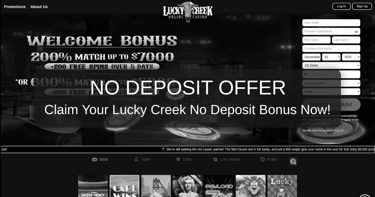 Lucky Creek Casino Bonuses - No Deposit Bonus Verified in US 2026